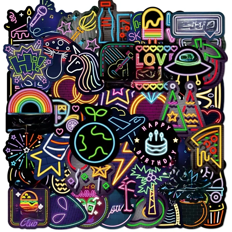 Autocollant en PVC Néon Mixte de Dessin Animé, Décoration Esthétique DIY, Scrapbooking, Papeterie Coréenne, Fournitures Scolaires pour Enfants, 10 PCs, 30 PCs, 50PCs