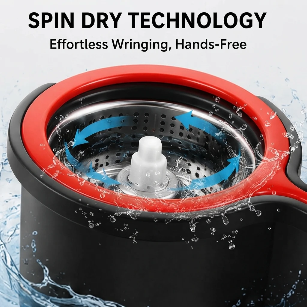 Ultimate Spin Mop Set with Soap Dispenser – 360° Swivel Head, 2 Reusable Microfiber Mops, Ergonomic Handle & 20QT Rinse Bucket, Easy Home Cleaning