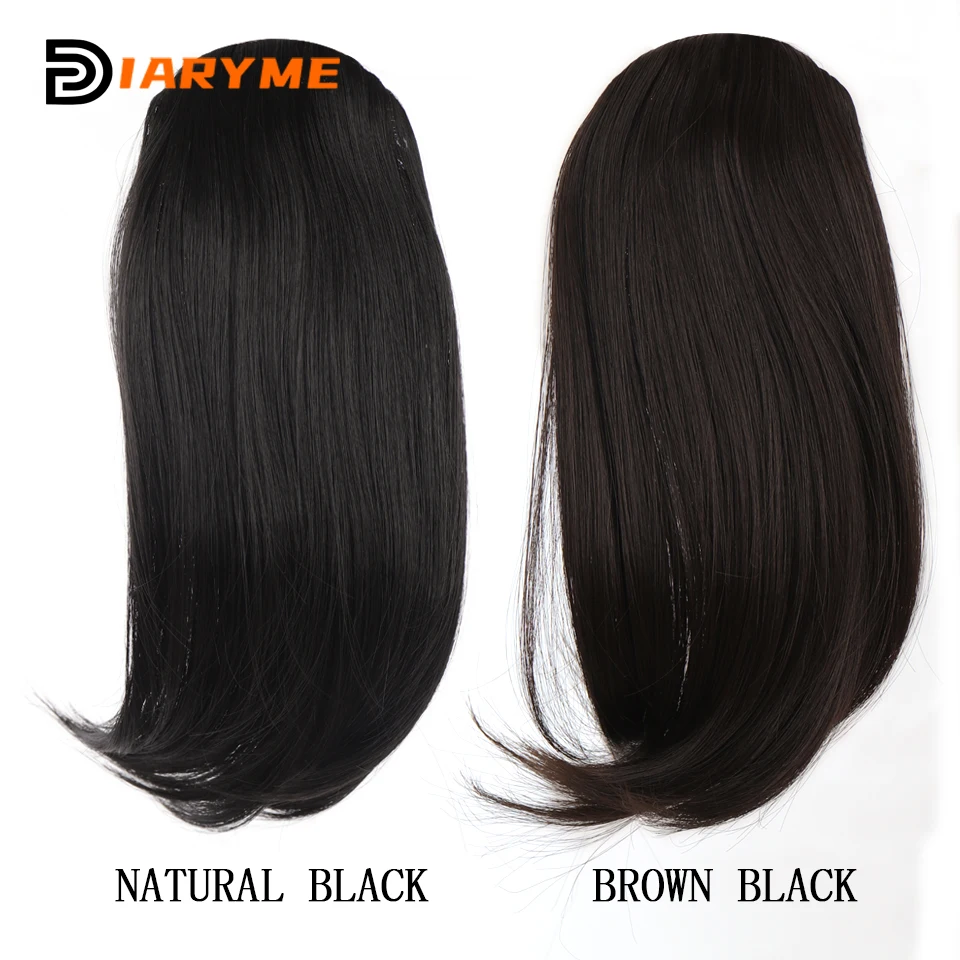 Synthetic Middle Parted Bangs Hair Extensions Oblique Bangs False Bangs Heat Resistant Fiber Natural Black Brown Bangs Hair Clip