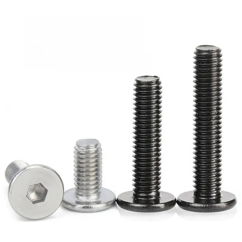 Vis à tête plate Ultra fine en acier inoxydable 304, M2 M2.5 M3 M4 M5 M6 M8 noir galvanisé CM, 5 à 50 pièces/lot