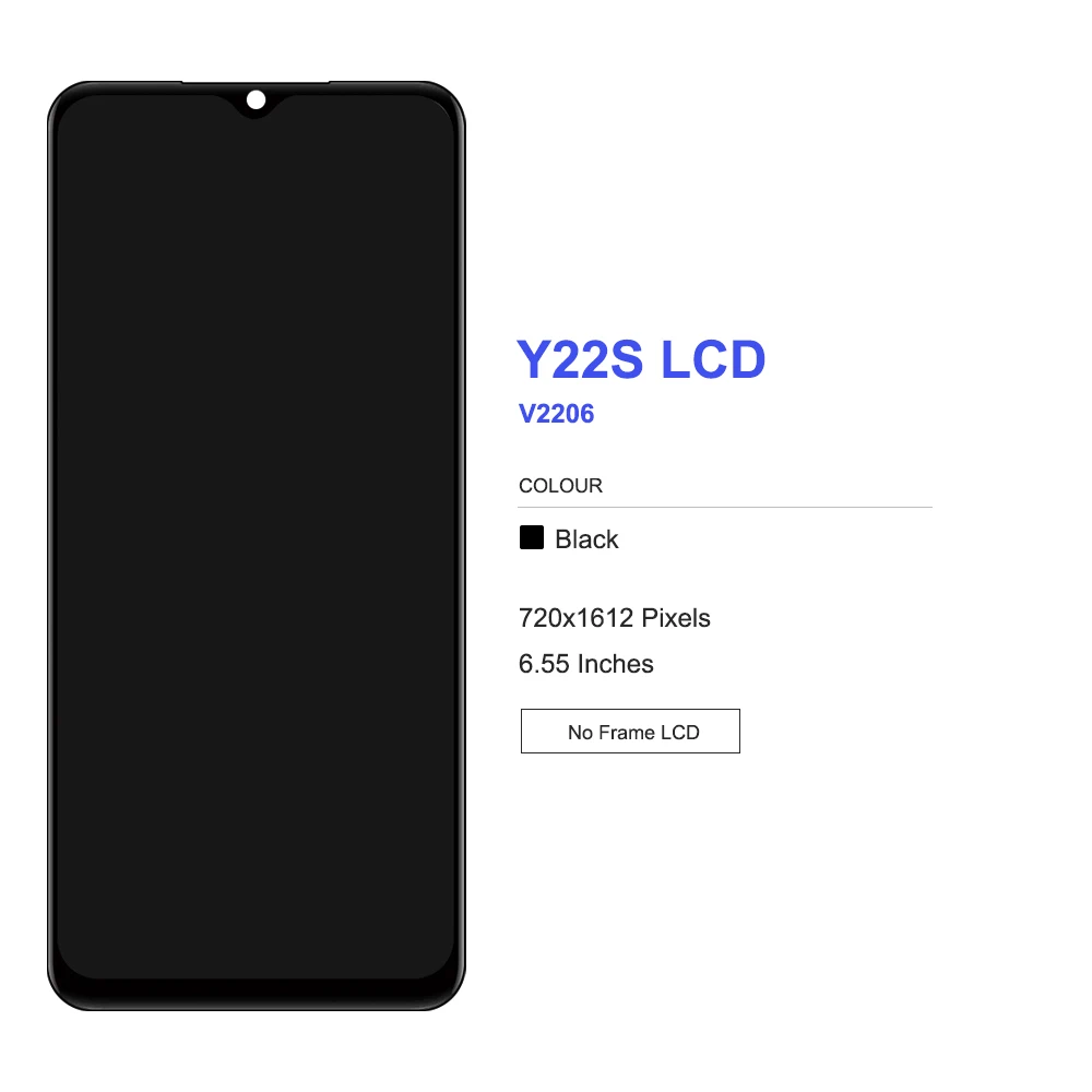 High Quality Display for Vivo Y22 V2207 Lcd Display Touch Screen Digitizer Assembly with Frame for Vivo Y22s V2206 LCD Repair