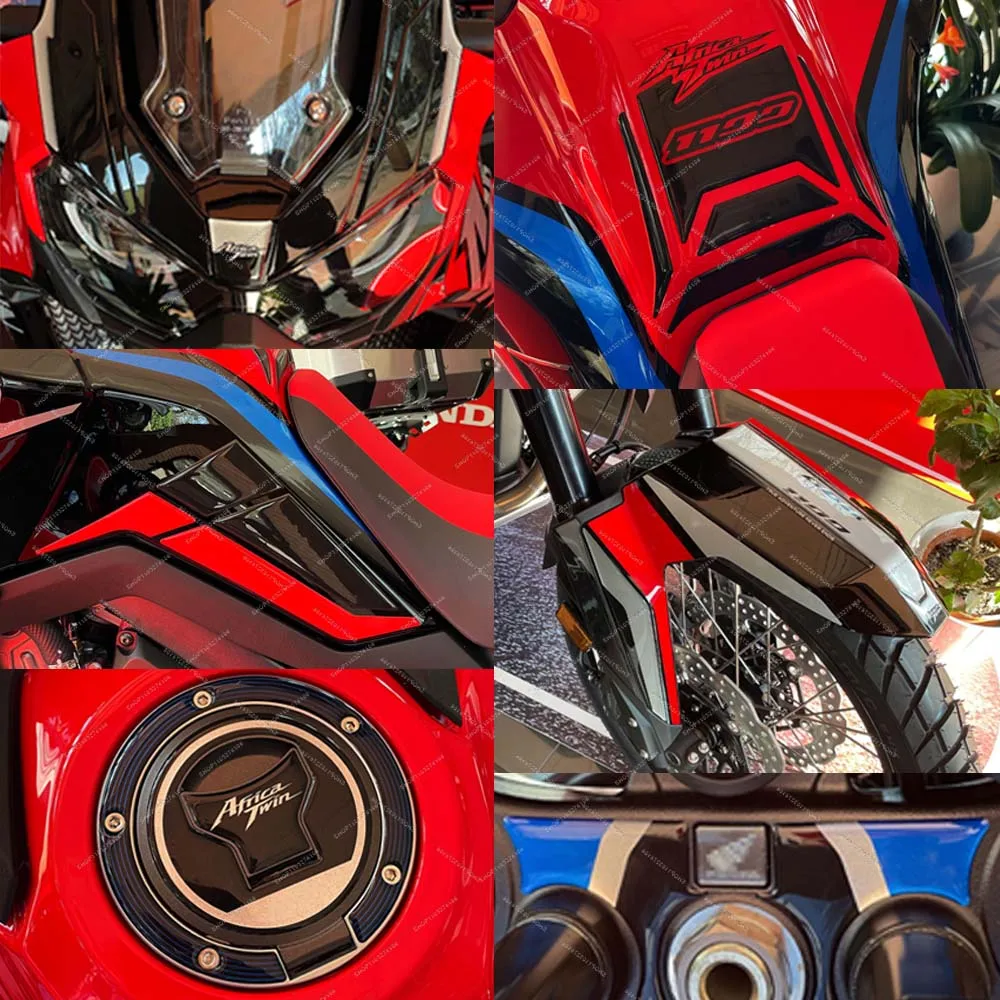 3D Resin Stickers Motorcycle Tank Pad Grips Stickers Fuel Tank Decals protective Kit Waterproof for  Africa Twin 1100 2023