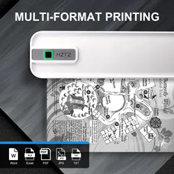 A4 Portable Wireless Mobile Inkless Thermal Printer For Phone & Laptop Multi-functional HD With 300dpi, For PDF, Word, Images