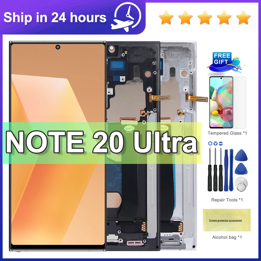 Tested For Note 20 Ultra with Frame, for Samsung Note 20 ultra N985F N985F/DS Lcd Display Digital Touch Screen Replacement