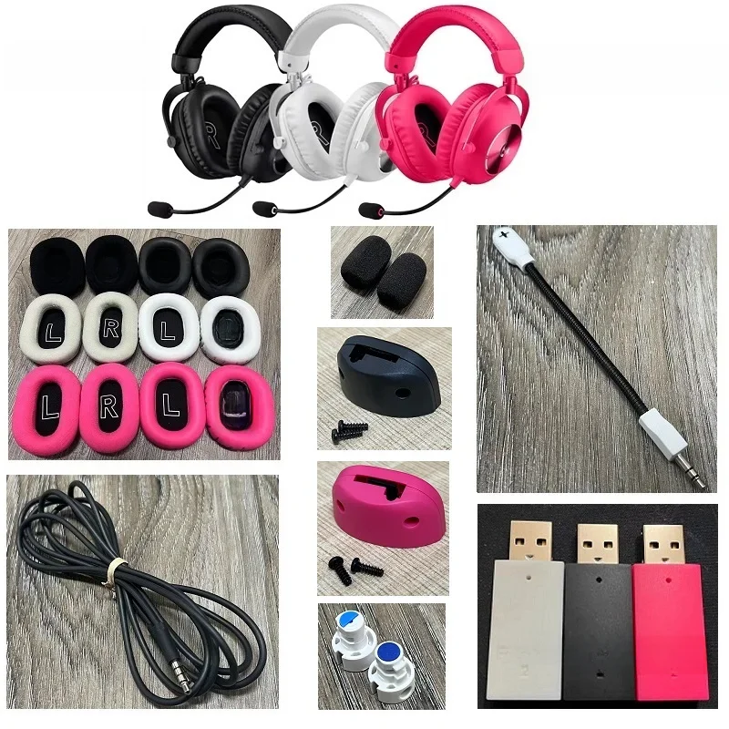 Oryginalne części zamienne do słuchawek Logitech G PRO X 2 wymiana GPROX2 nauszniki mikrofon adapter do odbiornika dla psa kable audio — zdjęcie produktu 7