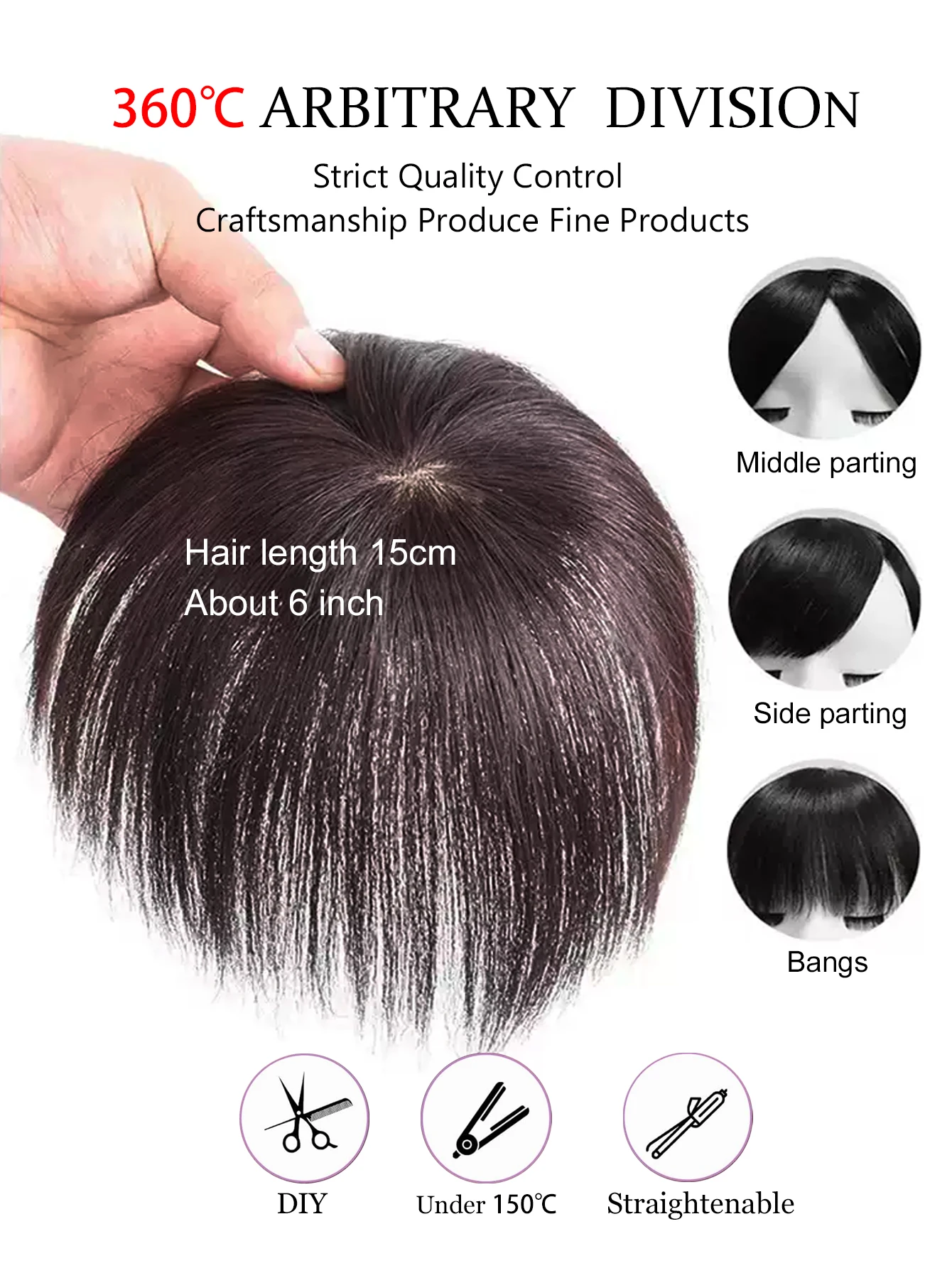 Frange 3D Invisible sans couture, cheveux courts et lisses, frange à Air, couverture de remplacement naturelle Invisible, cheveux blancs