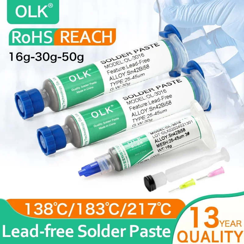 Low Temperature Lead-free Syringe No Clean Solder Paste For Iphone Repair Led Sn42bi58 138℃ Smd Welding Paste