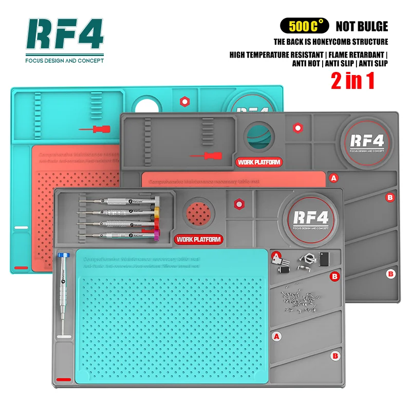 RF4 Insulated Silicone soldering Mat Welding , 260x380MM, BGA Desktop Station Phone Repair  Pad Maintenance Platform RF-PO2