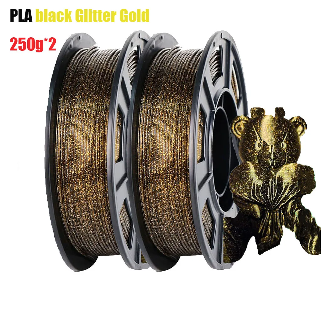 

Galaxy Glitter 3D Printer Filament 1.75mm Black Glitter Gold PLA 250g/500g Spool for 3D Printing