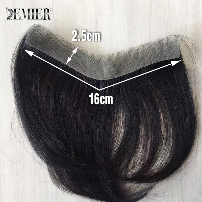 Straight V Loop Hairline Toupee Wig For Men Thin Skin PU Frontal Hairpiece Remy Human Hair Male Hair Replacement System Unit