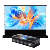 AWOL VISION LTV-3000 Pro 4K Triple Ultra Short Throw Laser Projector W Motorized Tension Floor Rising UST ALR Perforated Screen