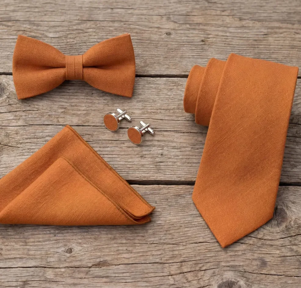 FR BE Burnt Orange Linen Wedding Set