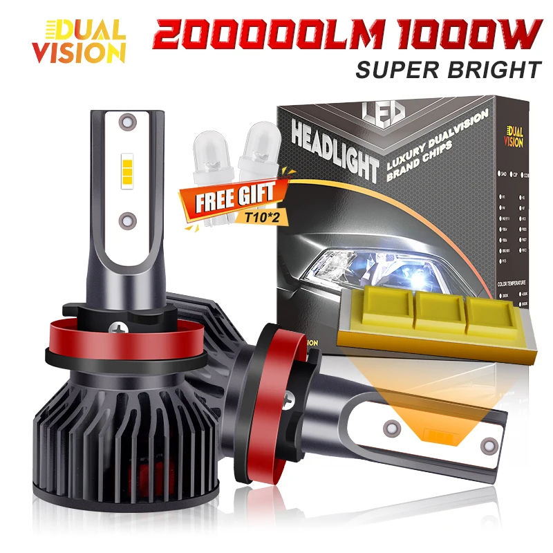 1000W H7 LED Headlight 200000LM Canbus 3000K 6000K 4300K 8000K Led H1 H4 H8 H9 H11 9005 HB3 9006 Car Light STG High Low Beam 12V