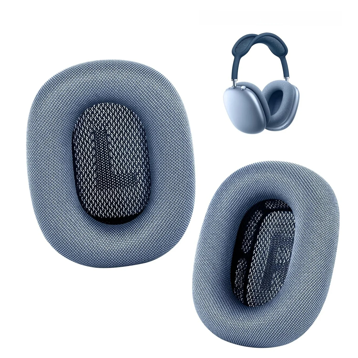 Compatible avec les coussinets d'oreille améliorés AirPods Max, oreillettes de remplacement, housse de coussinets d'oreille en tissu maille avec mousse à mémoire de forme et aimant