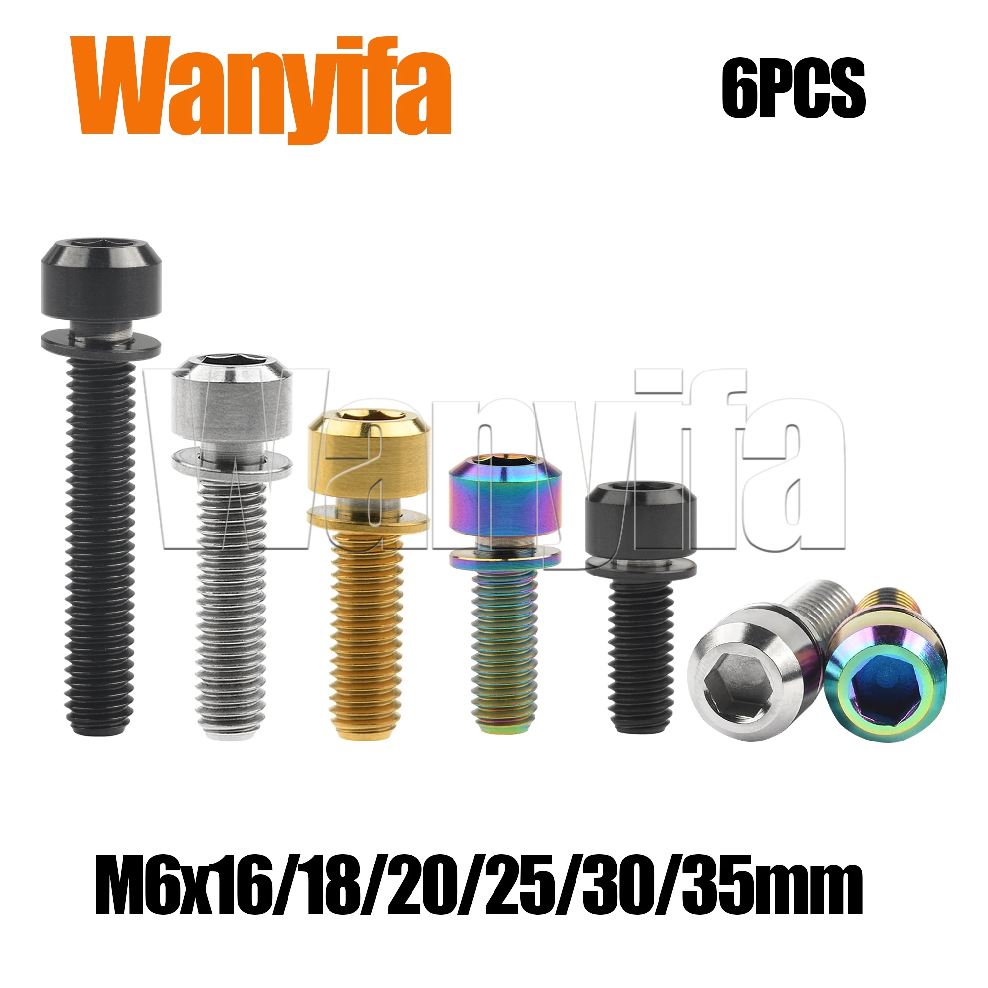 

Wanyifa Titanium Bolt M6x16/18/20/25/30/35mm Ti Allen Head Screws for Bicycle Parts