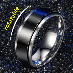 Stainless Steel Rotating Anxiety Wedding Band Rings For Couples Fidget Metal Spinner Anti Stress Joint Ring Anillo Antiestres
