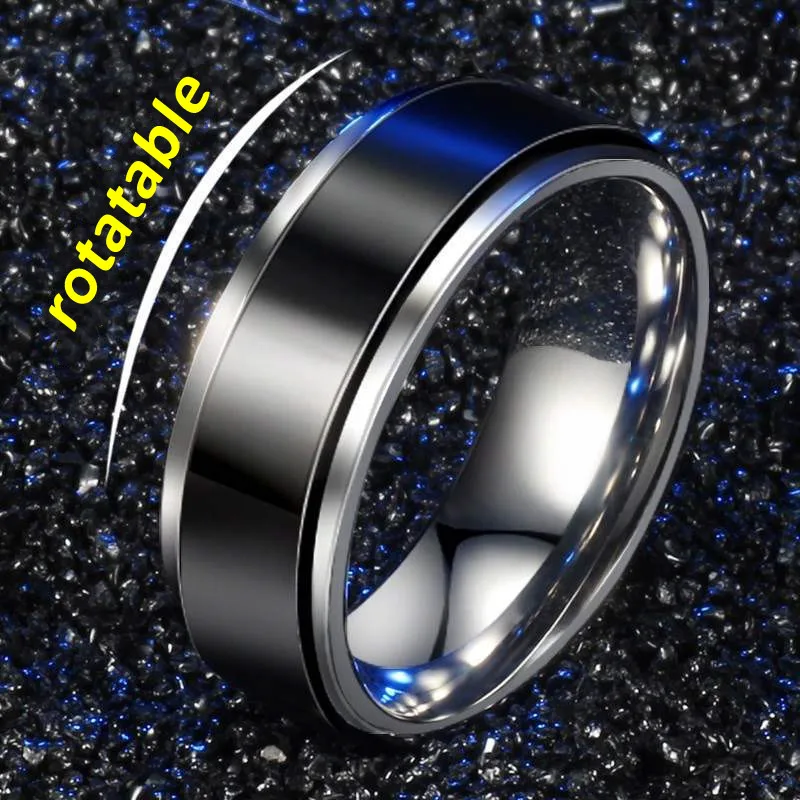 Stainless Steel Rotating Anxiety Wedding Band Rings For Couples Fidget Metal Spinner Anti Stress Joint Ring Anillo Antiestres