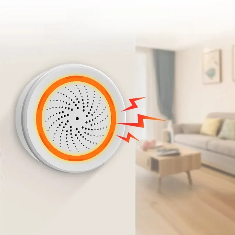 ONENUO Tuya Zigbee inteligentna syrena alarmowa dla bezpieczeństwa w domu z ostrzeżeniami stroboskopowymi obsługa kabla USB zasilanie i wbudowana bateria — zdjęcie 2