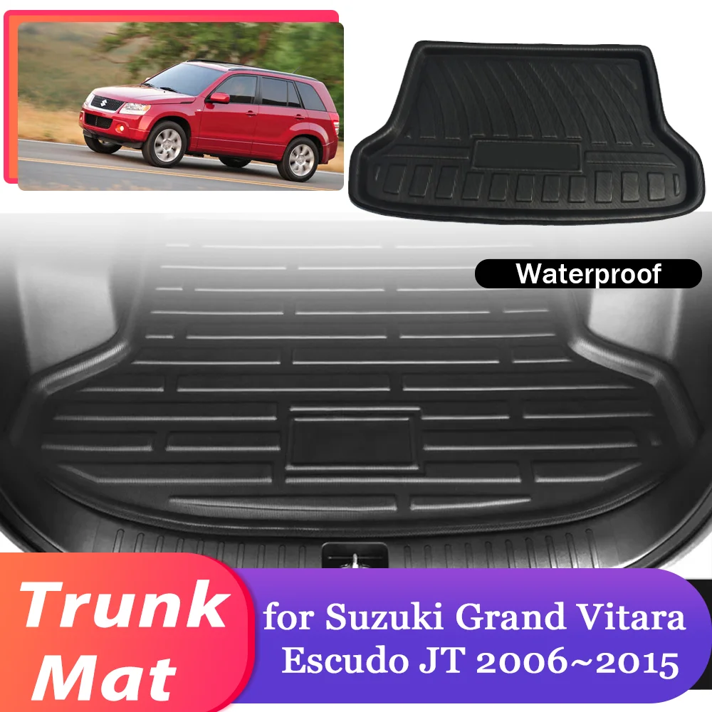 Car Trunk Mat for Suzuki Grand Vitara Escudo JT 2006~2015 Luggage Waterproof Cargo Pad Liner Boot Cover Part Carpet Accessories