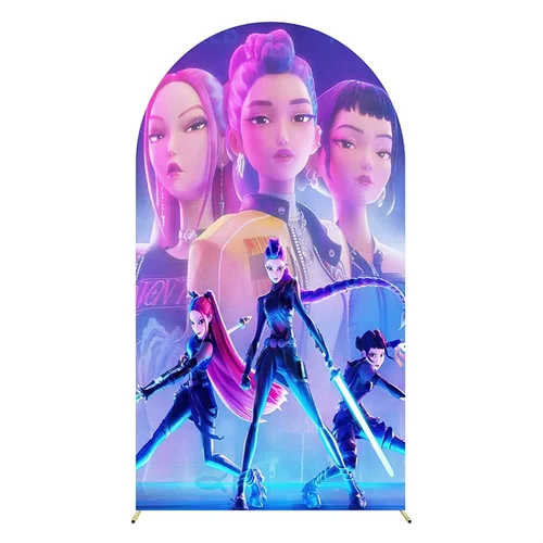Imagen 2 del producto Fondo de Arco Personalizado KPop Demon Hunter para Decoración de Fiesta de Cumpleaños de Niñas, Set de Arco para Fotografía, Suministros de Estudio