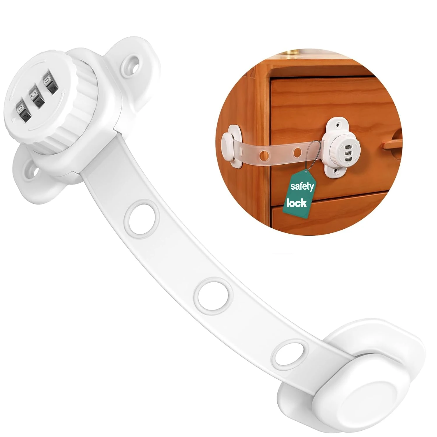 

Child Safety Combination Lock Adjustable Length - Custom Password Baby Proof Lock for Fridge Washer Cabinet Drawer, Anti-Kid Pet