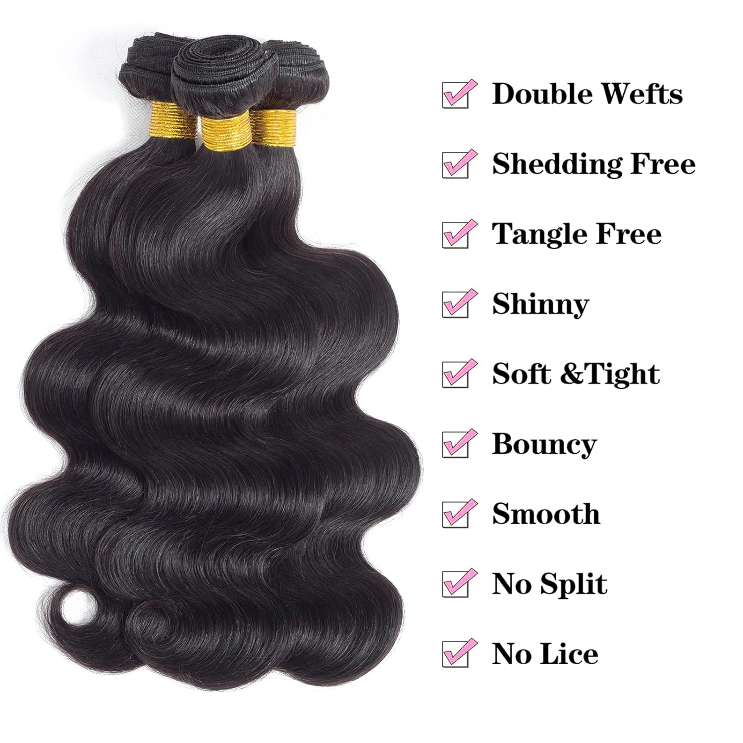 Mechones de ondas corporales, extensiones de cabello humano 100% cabello virgen brasileño sin procesar, 1/3/4 mechones tejidos de Color negro Natural para mujeres