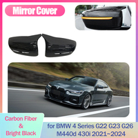 Car Mirror Cover for BMW 4 Series i4 G22 G23 G26 M440d 430i 2021~2024 Cap Wing Carbon Fiber Black Trim Shell Part Accessories