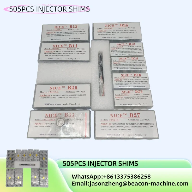 

505 PCS Common Rail Diesel Injector Valve Adjusting Shims Gasket Washer for Bosch DENSO
