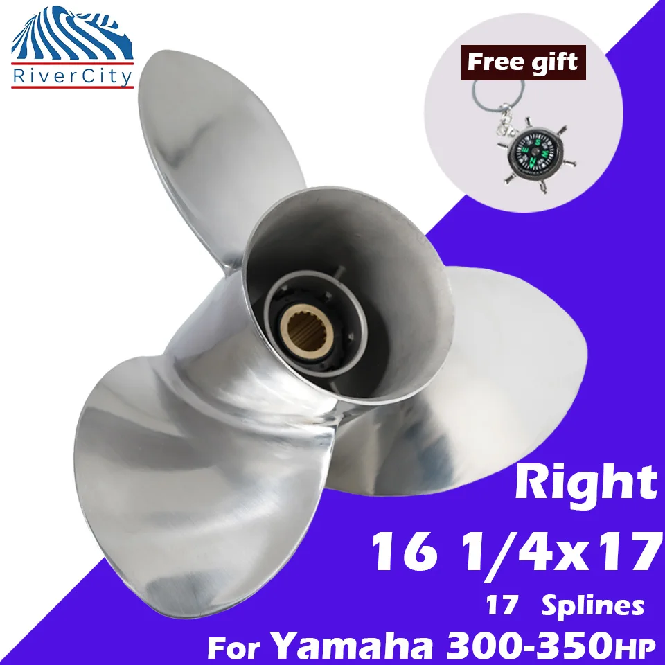 

Right For Yamaha 300-350HP 16 1/4*17 Pitch Stainless Steel Screw 3 Blade 17 Spline Outboard Boat Propeller OEM 6AW-45972-20-00