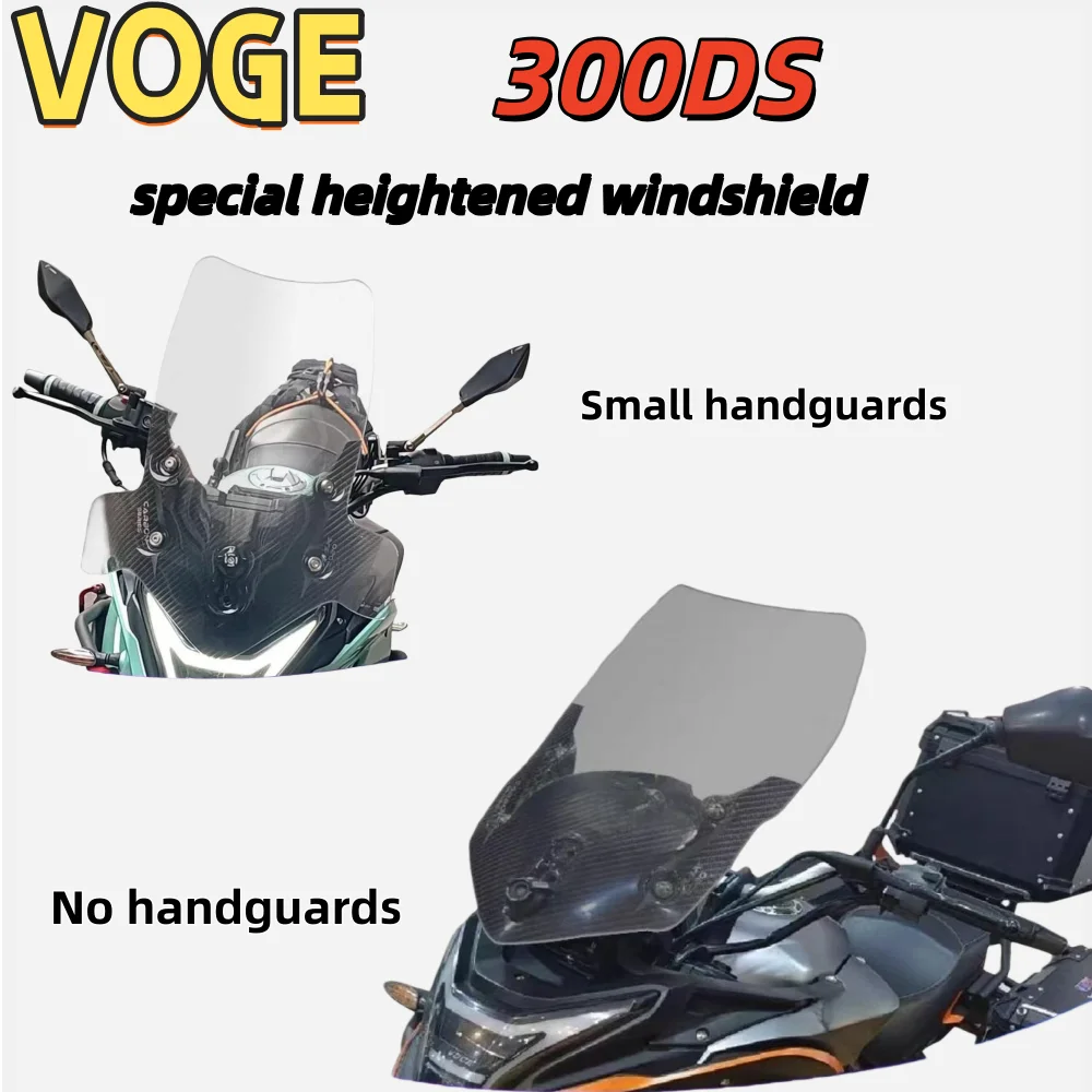 Para Loncin VOGE 300DS parabrisas elevado modificado protector de pecho de parabrisas ensanchado vidrio importado transparente wuji 300DS