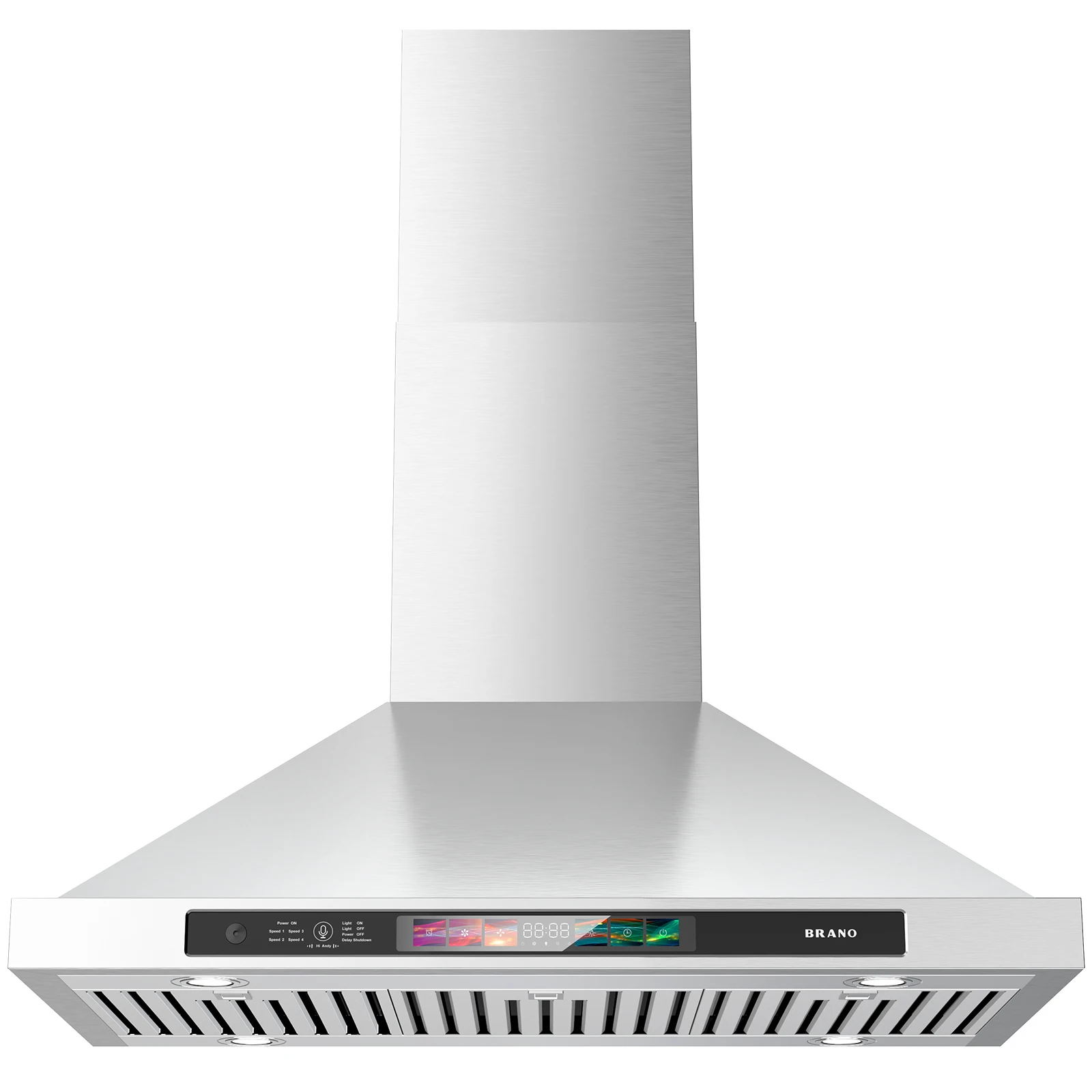 

Brano 30 Inch Stainless Steel Wall Mount Range Hood, 900 CFM, Convertible with LED Lights and Charcoal Filter