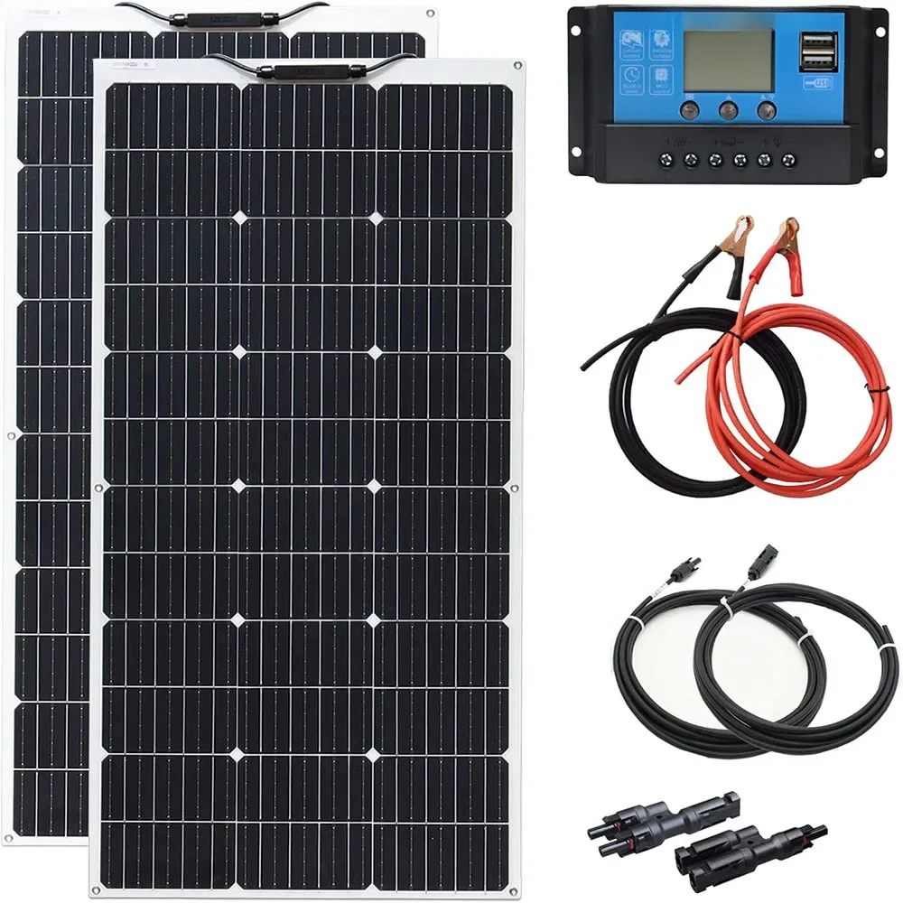 200w panele słoneczne 100W panel słoneczny 12v zestaw paneli słonecznych 300W  Elastyczna bateria słoneczna do łodzi RV Kabina namiotowa Przyczepa samochodowa 12V Akumulator Generator Power Station Home RV Camping — zdjęcie produktu 7