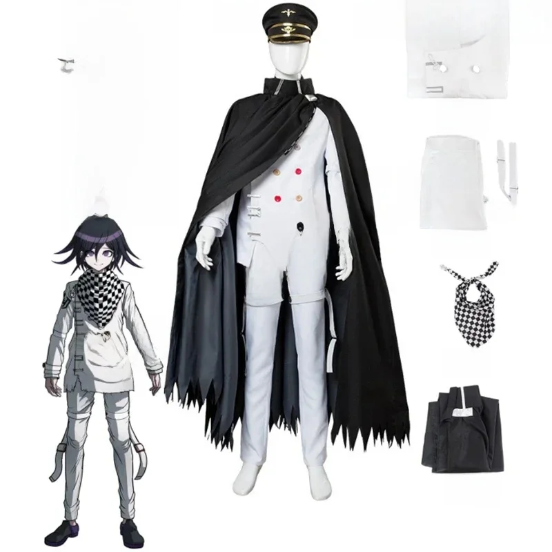 Animedanganronpa V3: Doden Harmonie Kokichi Oma President Cosplay Kostuum Witte Lange Mouw Broek Halloween Carnaval Hoed Pruik - afbeelding 2