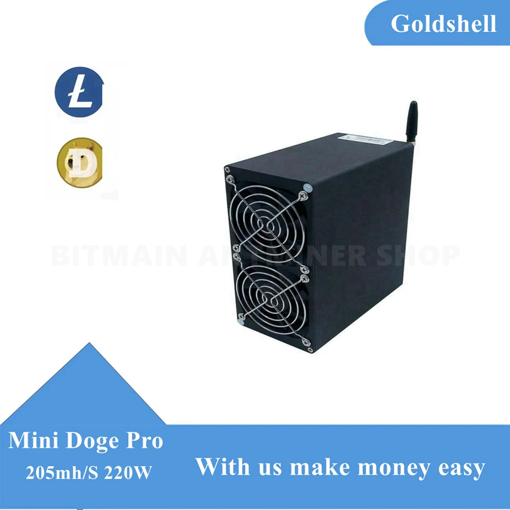 Goldshell Mini Doge Pro 205MH/S простая майнинговая машина, Майнер с низким уровнем шума на 220 Вт, мелкое домашнее оборудование с блоком питания