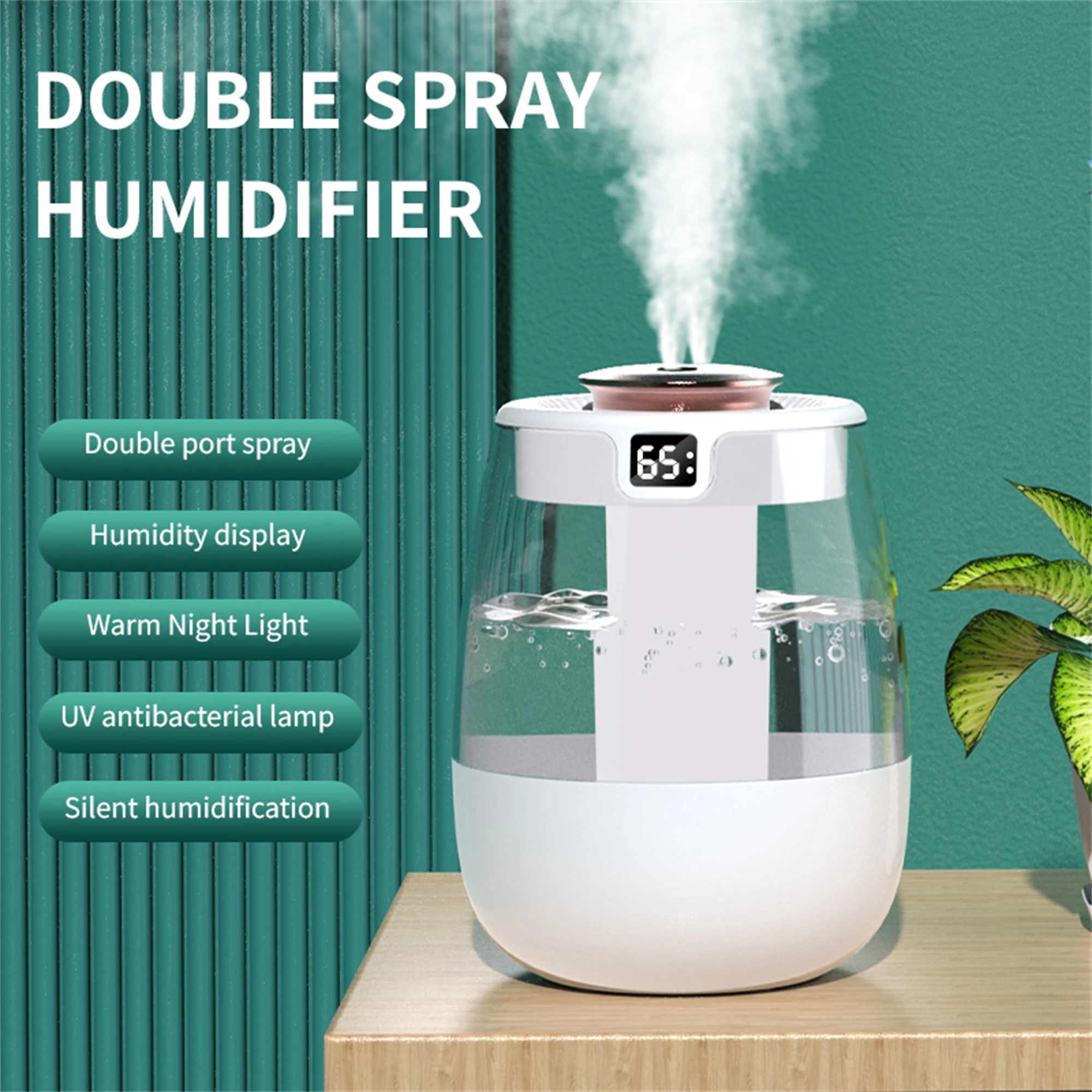 Air humidifier for household heavy fog, large capacity bedroom, silent USB desktop with digital display fog Humidifier