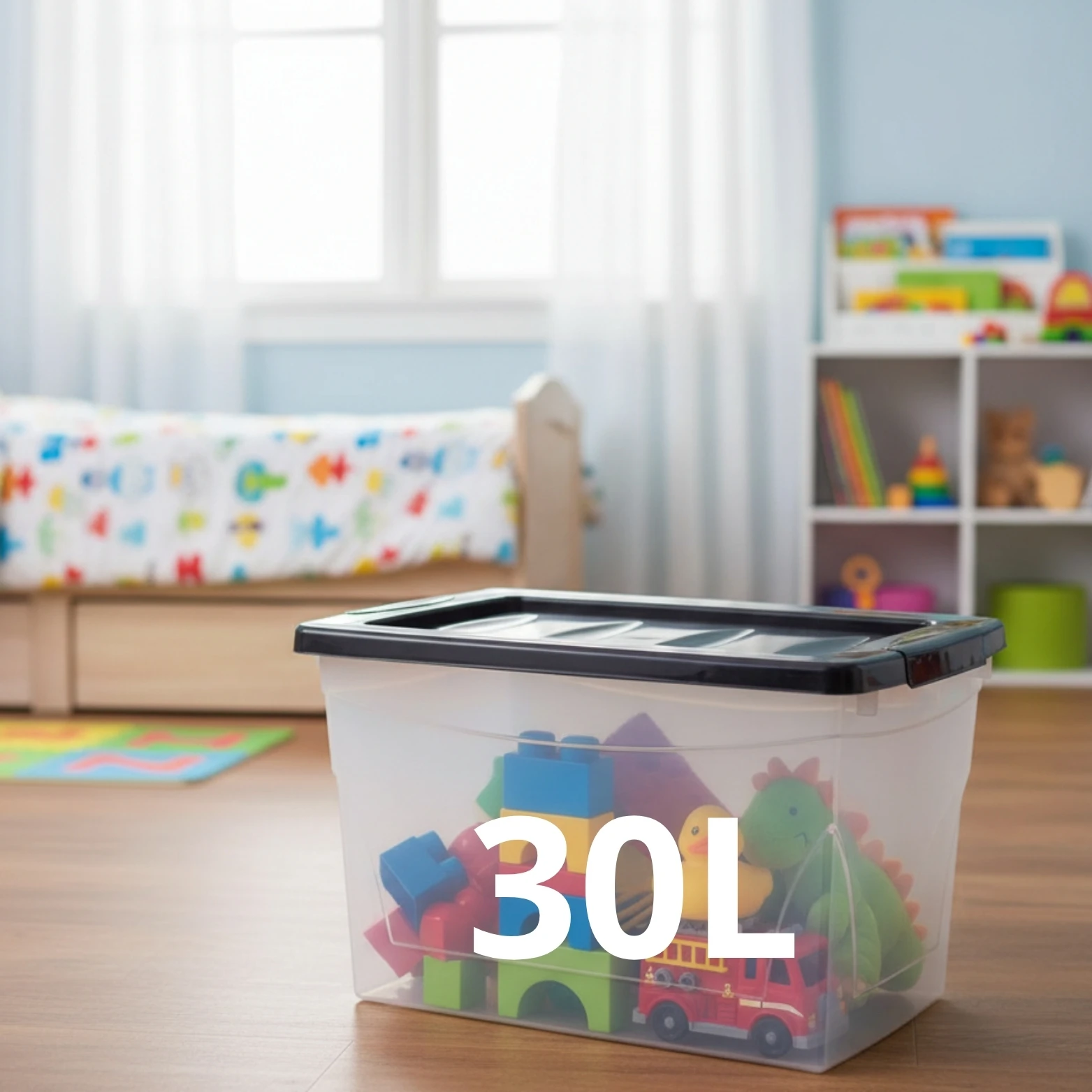 BigDean 3x 30 L Aufbewahrungsbox mit Deckel Budget Line Plastikbox mit Deckel Aufbewahrungsboxen