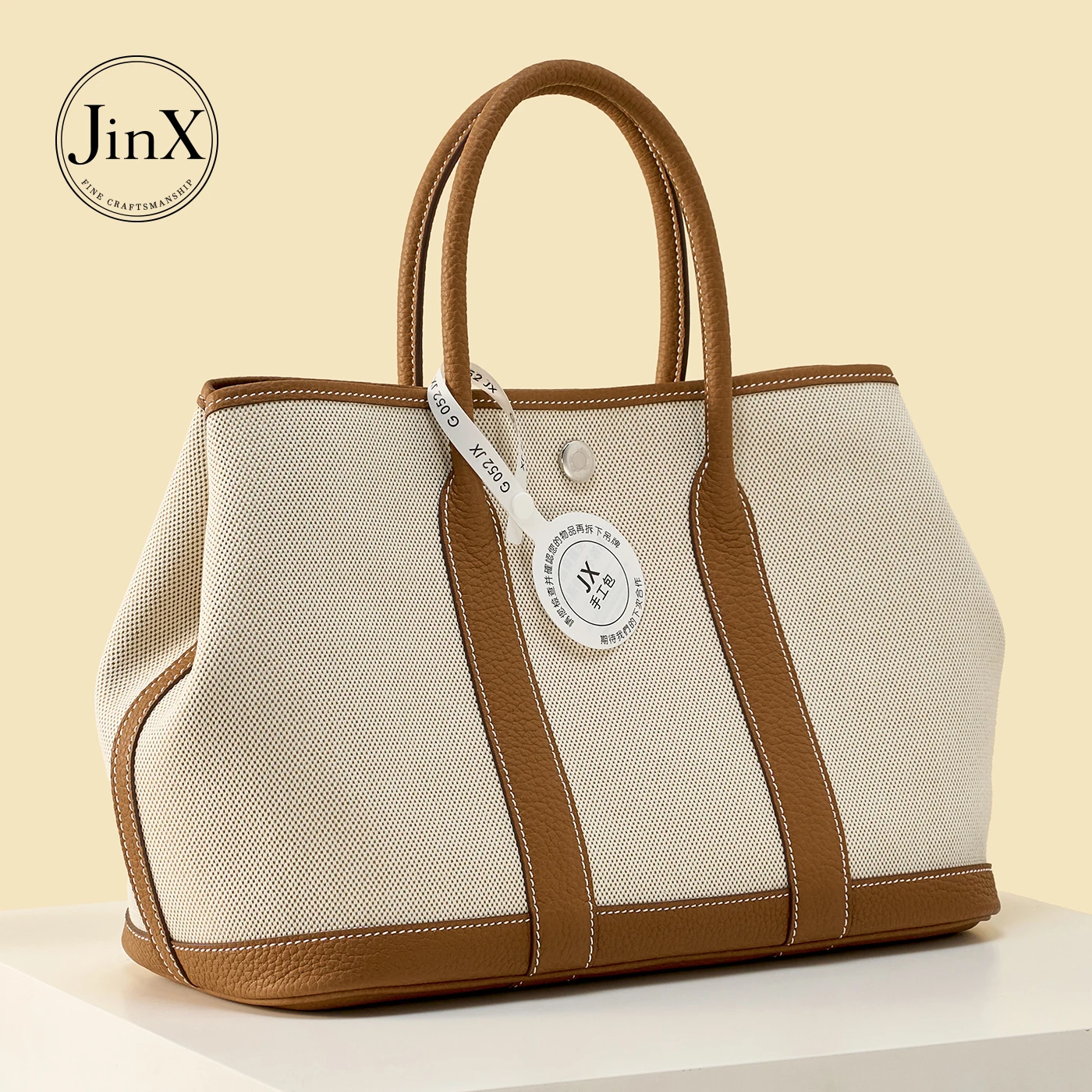 Women Tote Bag Large Capacity Canvas Handbag with Leather Details, Casual Shoulder Bag, Minimalist Office Bag