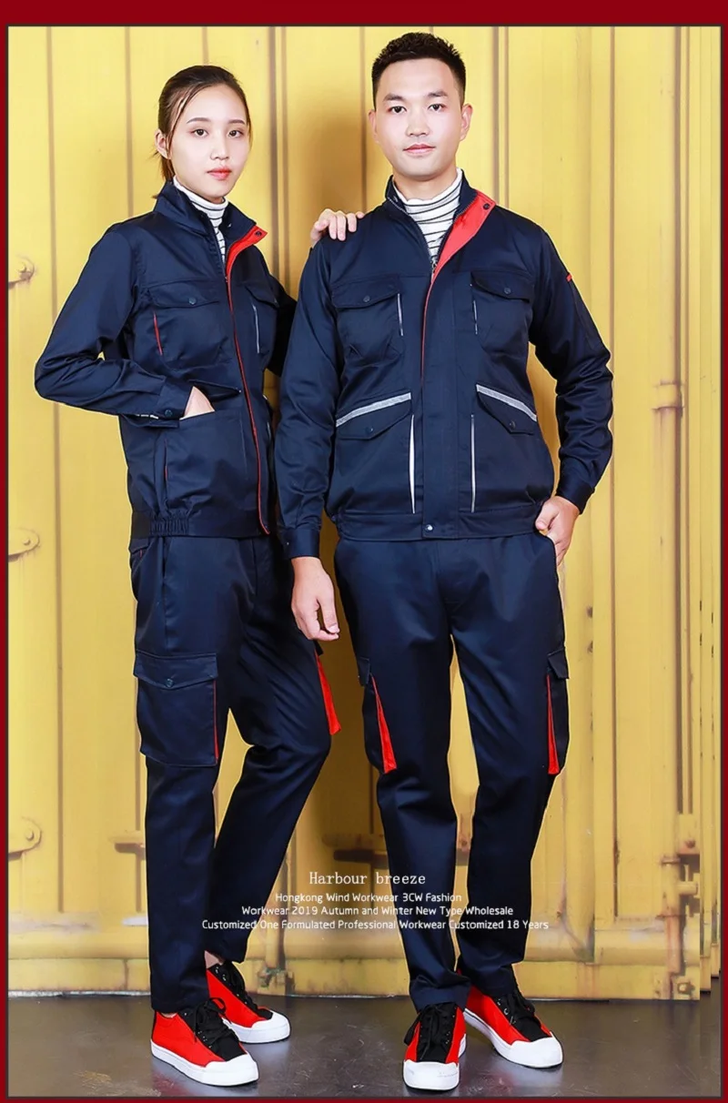 Multi Pockets Worker Coveralls Men's Worwear Auto Repair Welder Reflective Strip Uniforms Factory Working Suit Custom Work Suits