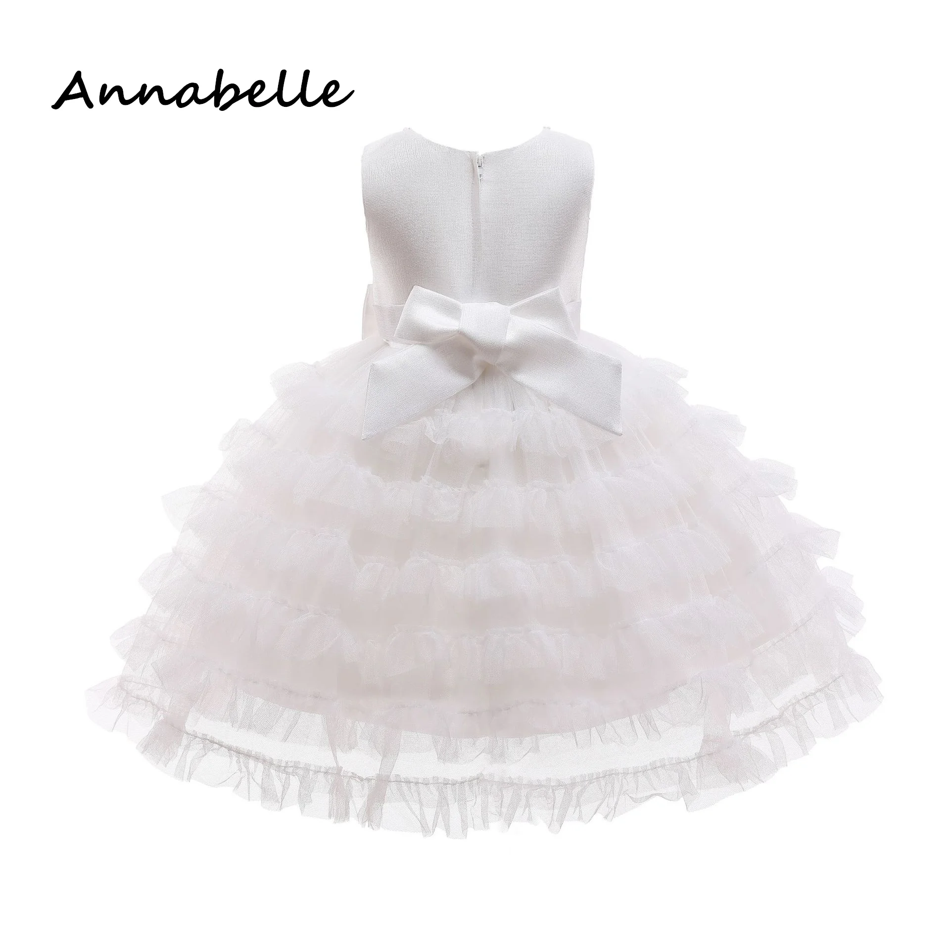 Annabelle Flower Girl Dress Gown Kids Birthday Party Wedding Party Short Sleeve Puffy Luxury Dresses for Kids 2024New