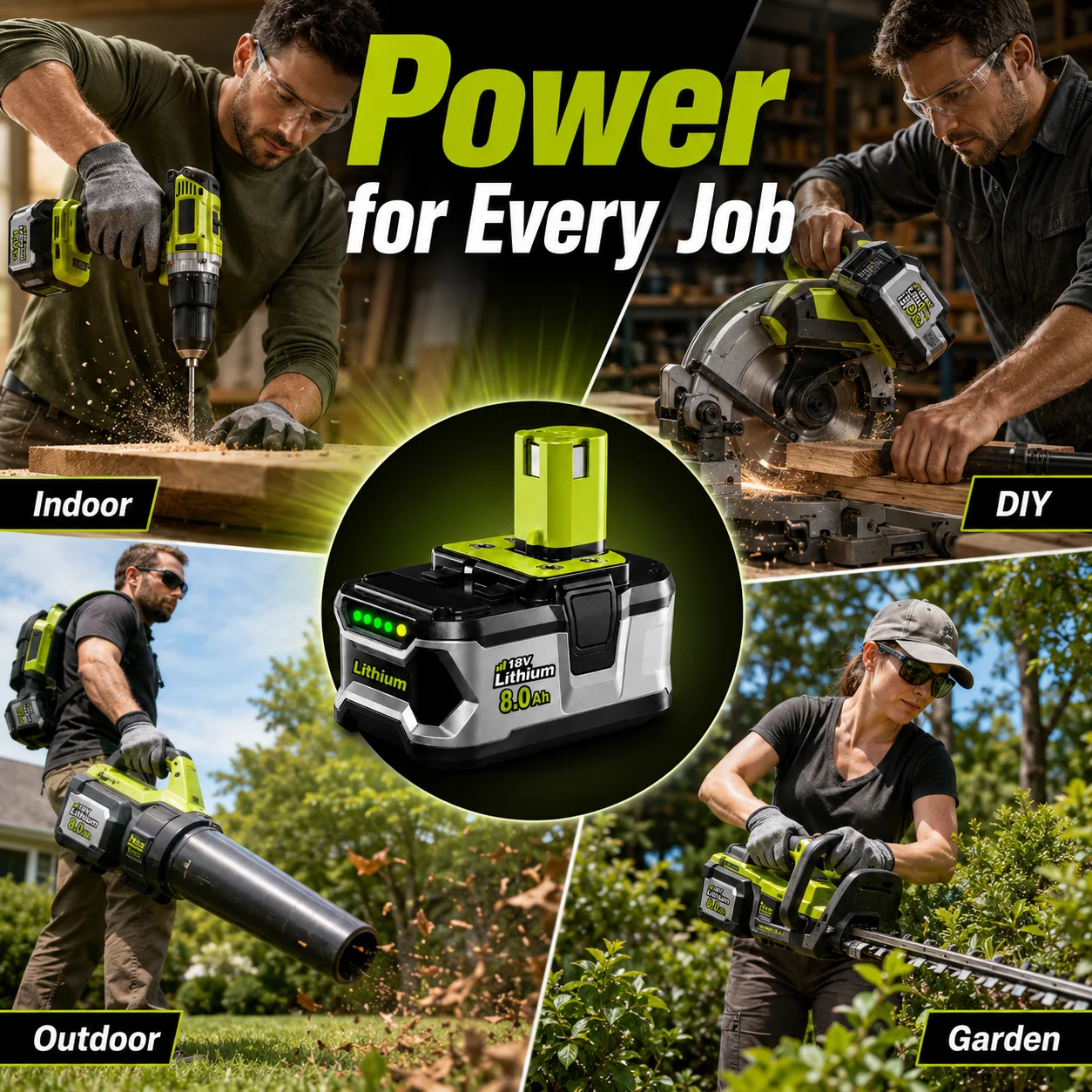Replacement Battery Pack for RYOBI 18V Cordless Tools Replaces P104 P107 P108 P109 High Performance