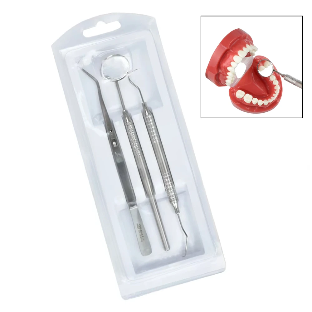 

3Pcs Dental Kit Teeth Cleaning Tools Set with Mirror & Scaler Plaque Remover for Oral Hygiene Professional Tartar Removal Tools