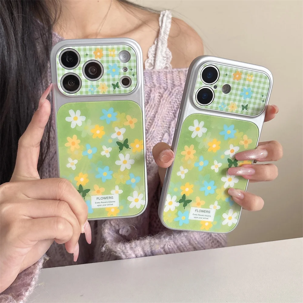 

Cute INS style Korean style cartoon women's green daisy suitable for iPhone 17 Pro, 13, 14, 15, 16 Pro Max all inclusive anti fa