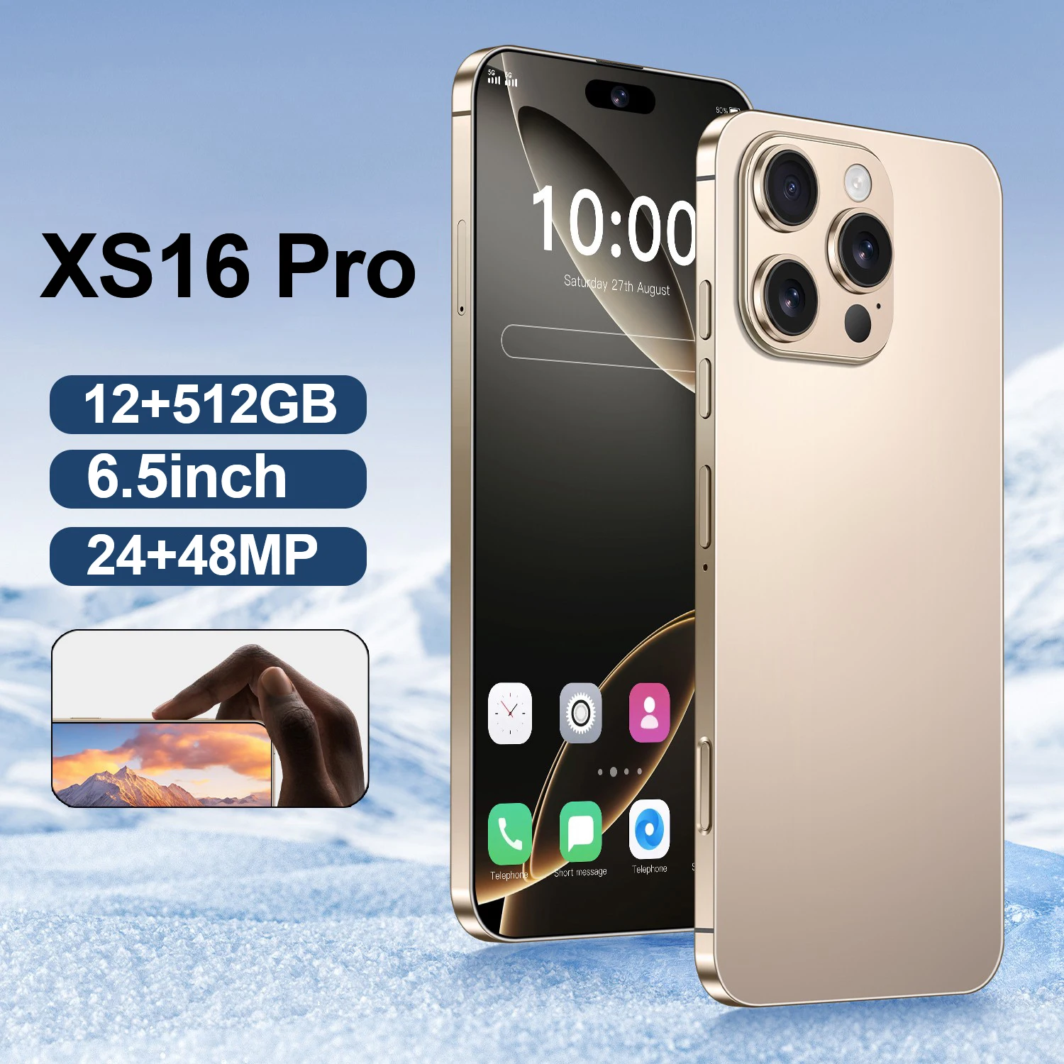 

XS16 Pro 2025 New 6.5inch HD Global Edition Original Smart Dual Card 5200mAh Battery Facial Recognition Function