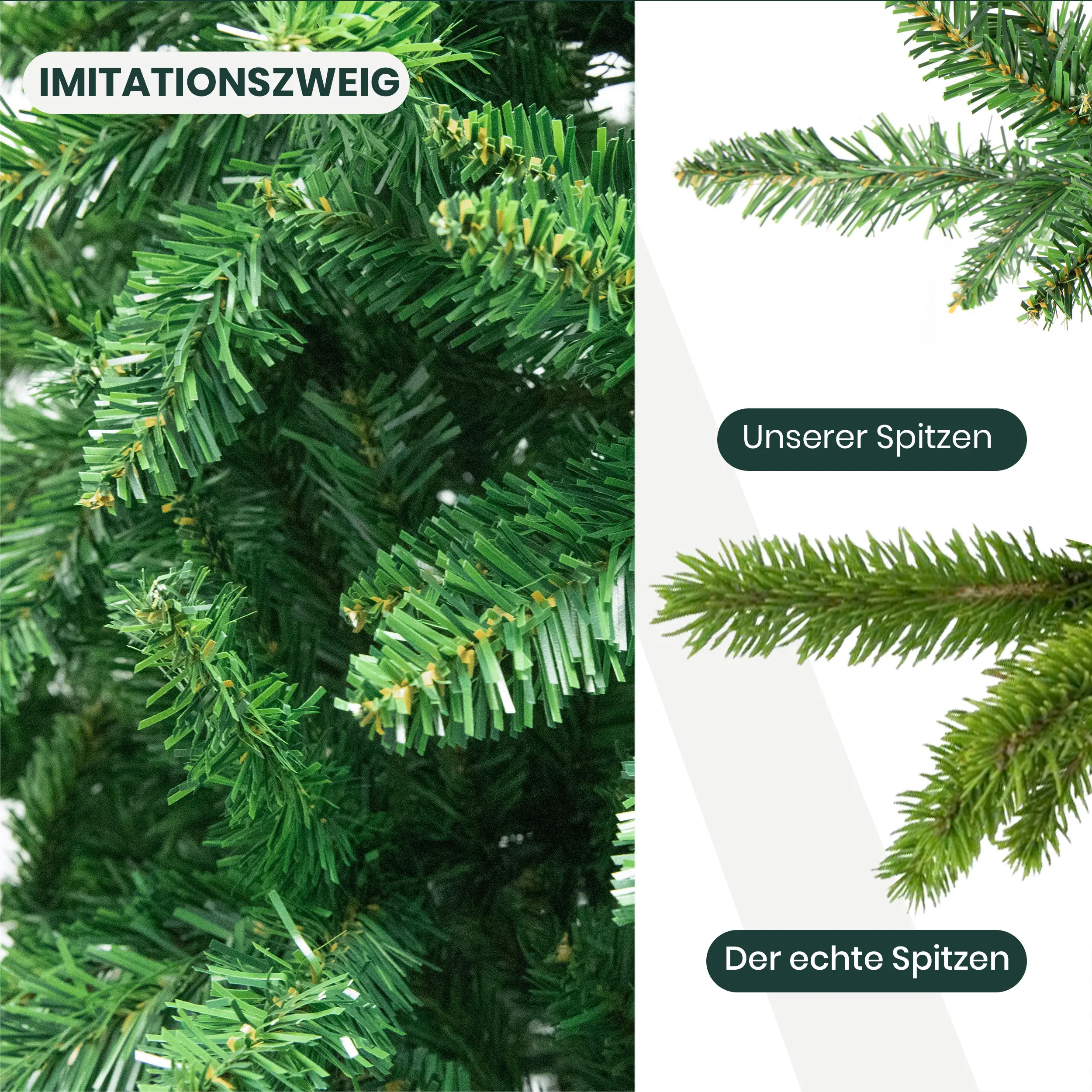 180 cm künstlicher Weihnachtsbaum aus PVC mit 1205 Spitzen, Metallständer, faltbare, einfach zu montierende Bäume, Neujahrs-Party-Dekoration für den Innenbereich – Detail 8