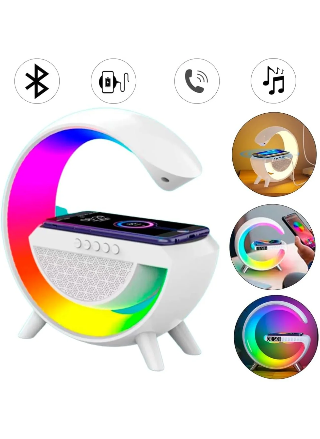 Caixinha de som Inteligente Carregador Despertador 256 modos de Iluminação RGB Bluetooth