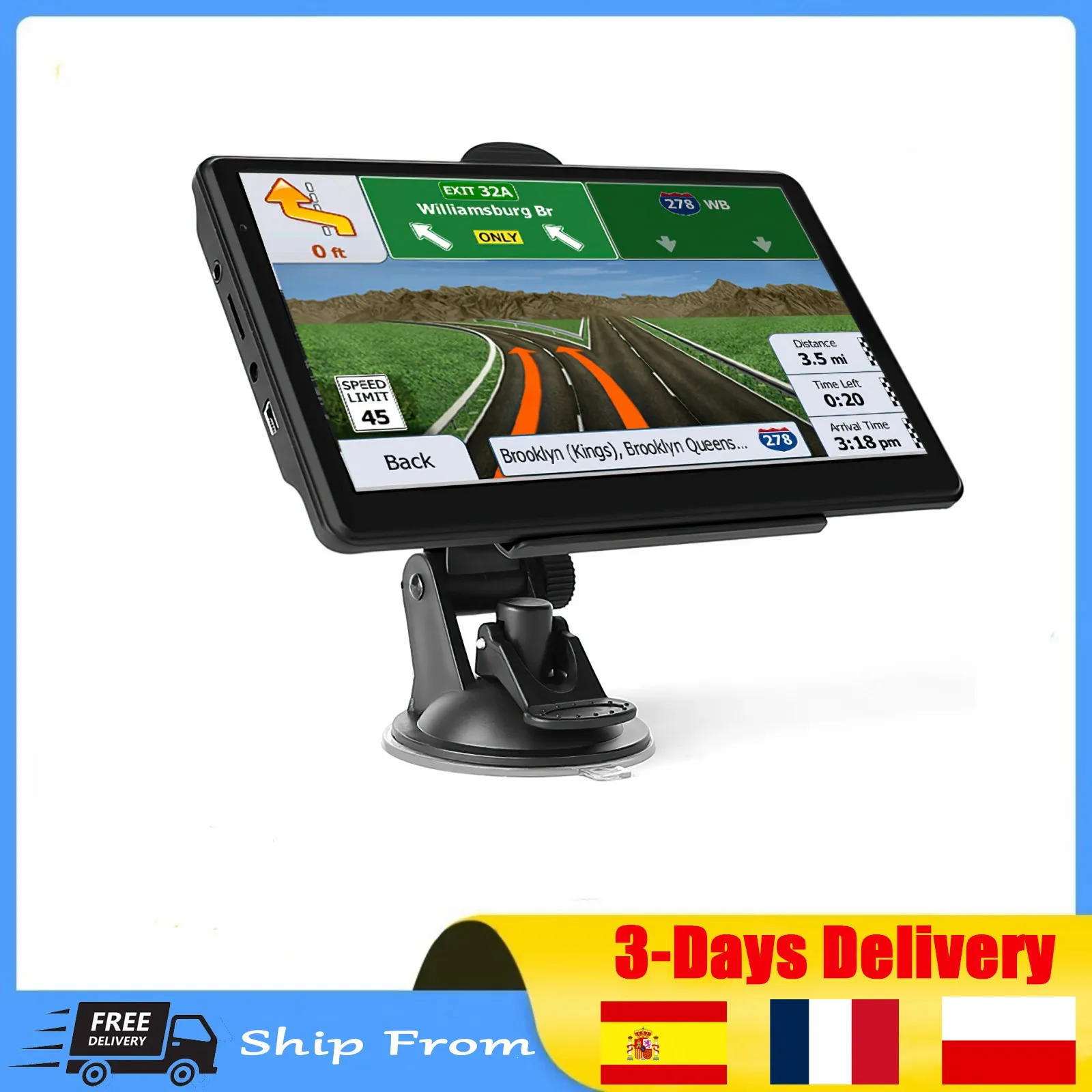 New 256M+8G Car GPS Navigation 7 Inch Touch Screen GPS Navigator Truck Sunshade Sat Nav Europe Map GPS Navigators Support FM