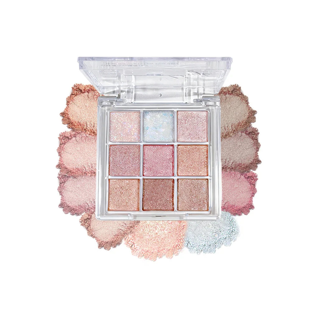 Nine-Color Eyeshadow Palette With Pearl, Fine Sparkle, Layerable Shimmer, Bright Glitter And Vibrant Colors New For Unisex