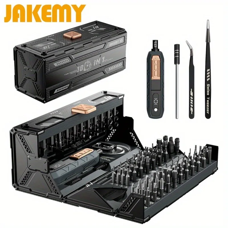 JAKEMY 180-in-1 magnetische schroevendraaierset - precisieboren elektrische schroevendraaierset iPhone-bril laptop horlogereparatietool