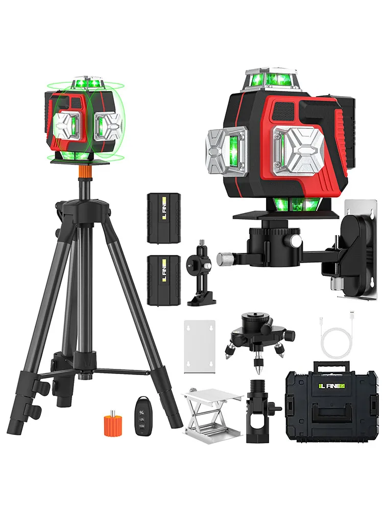 16 Linien 4D Professionelles Laser-Nivelliergerät Grüne Linie Selbstnivellierend 360° Horizontal & Vertikal Leistungsstarkes Laser-Nivelliergerät Bauwerkzeuge