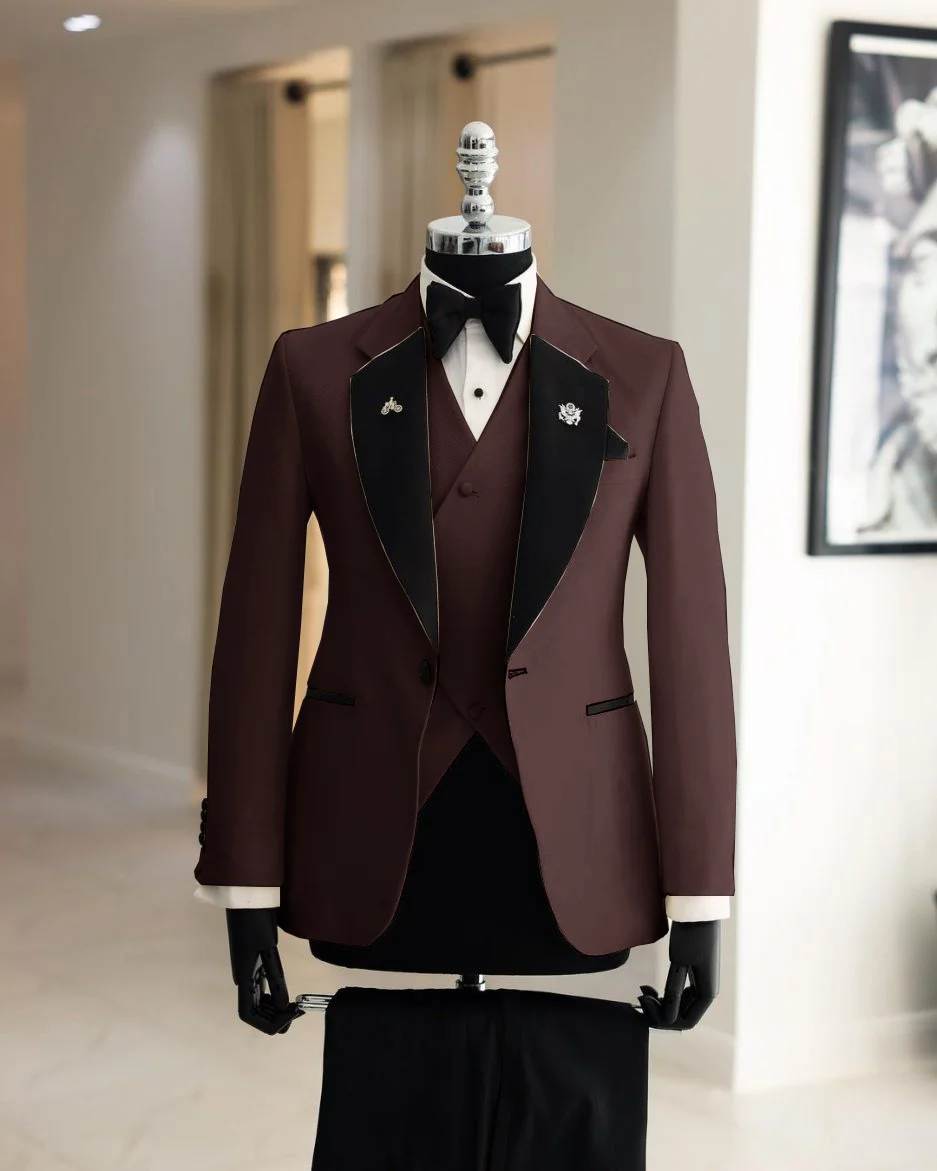 Smoking elegante de casamento masculino esbranquiado, terno do noivo, blazer personalizado, jaqueta, calça, colete, conjunto de 3 peças, 2024